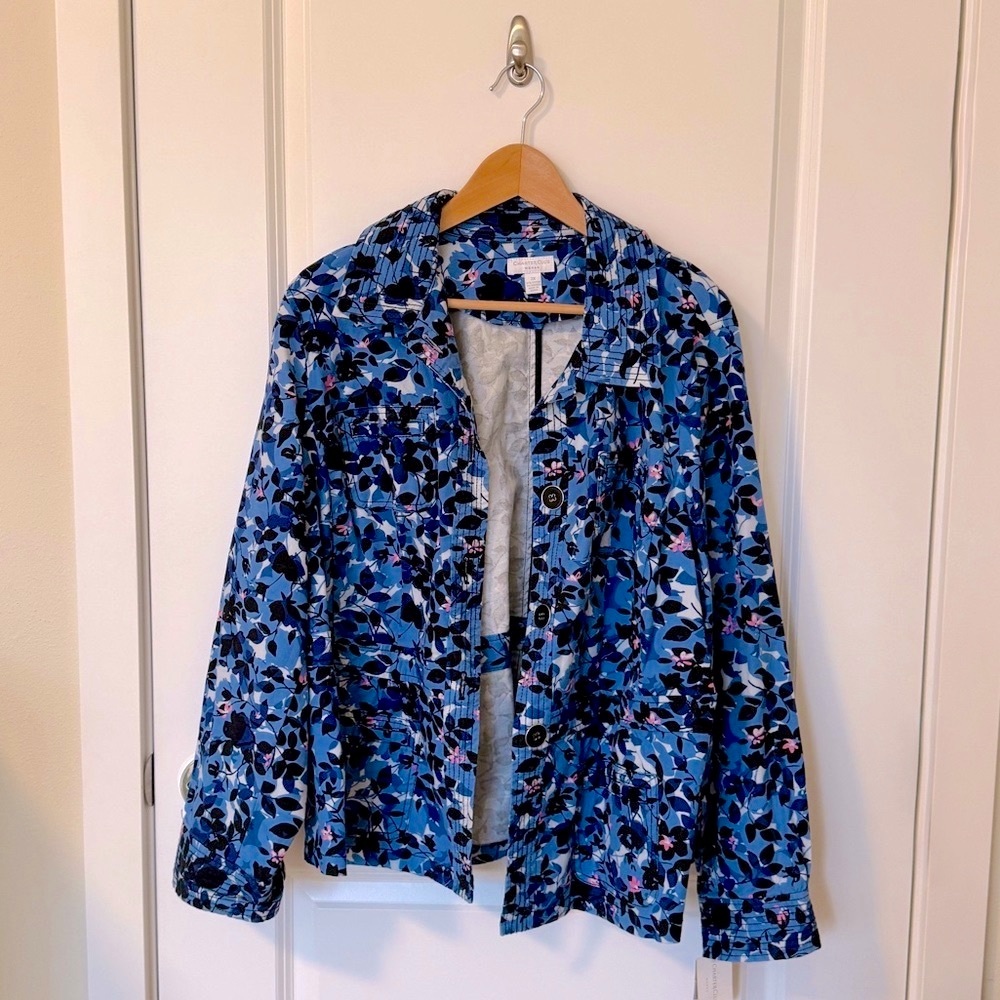 CHARTER CLUB Blue Floral Giverny Jacket  2X NWT!
